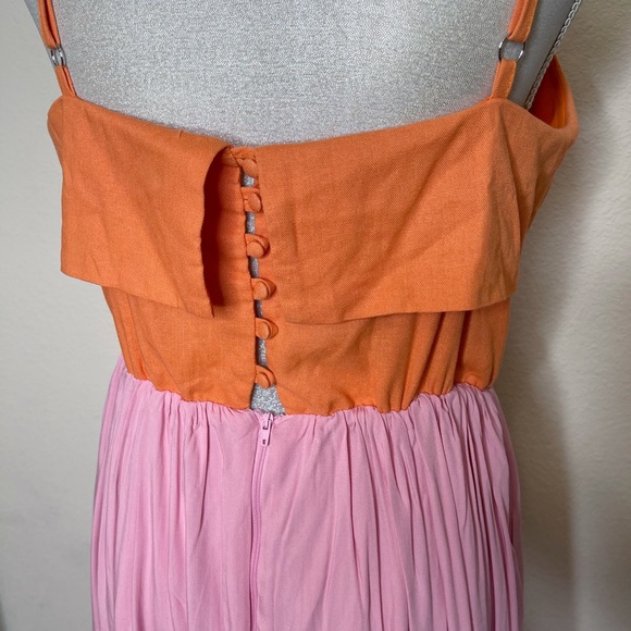 NWT Kiki + Mason Colorblock Ruffle Top Linen Blend Maxi Dress Large - Picture 6 of 10